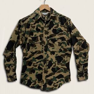 VTG Five Brothers Chamois Flannel Shirt Frogskin Duck Hunt Camo Custom Sleeves